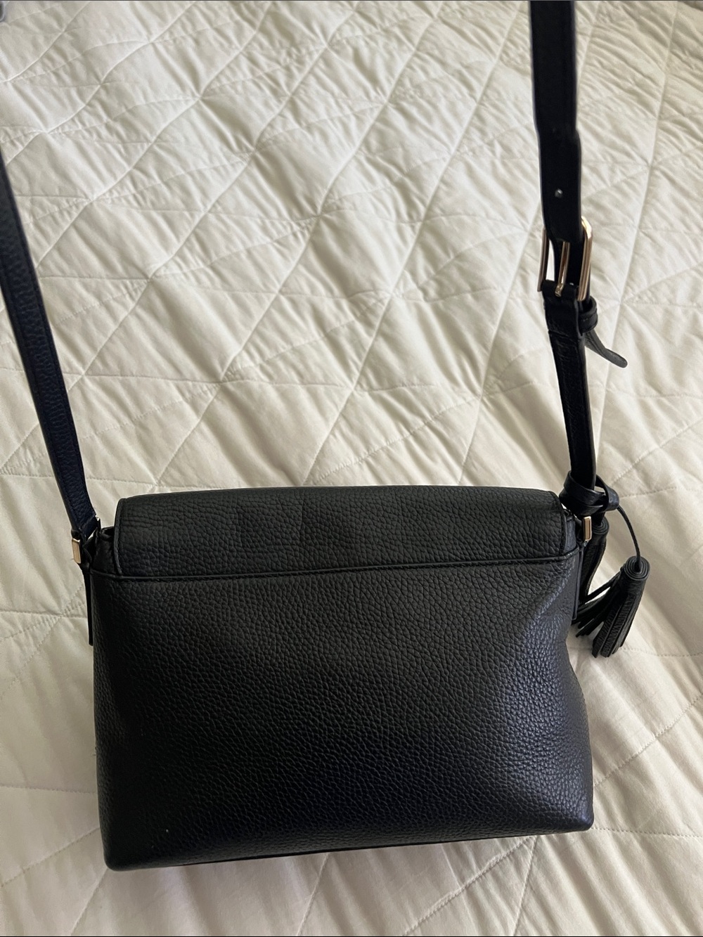 Tory Burch Thea Flap Crossbody Bag in Black with tassel - Picture 7 of 16